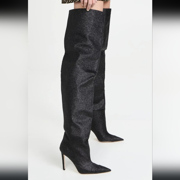 Good AmericanSlouchy Over The Knee Boots Black Glitter (NEW WITH BOX) - Picture 3 of 7